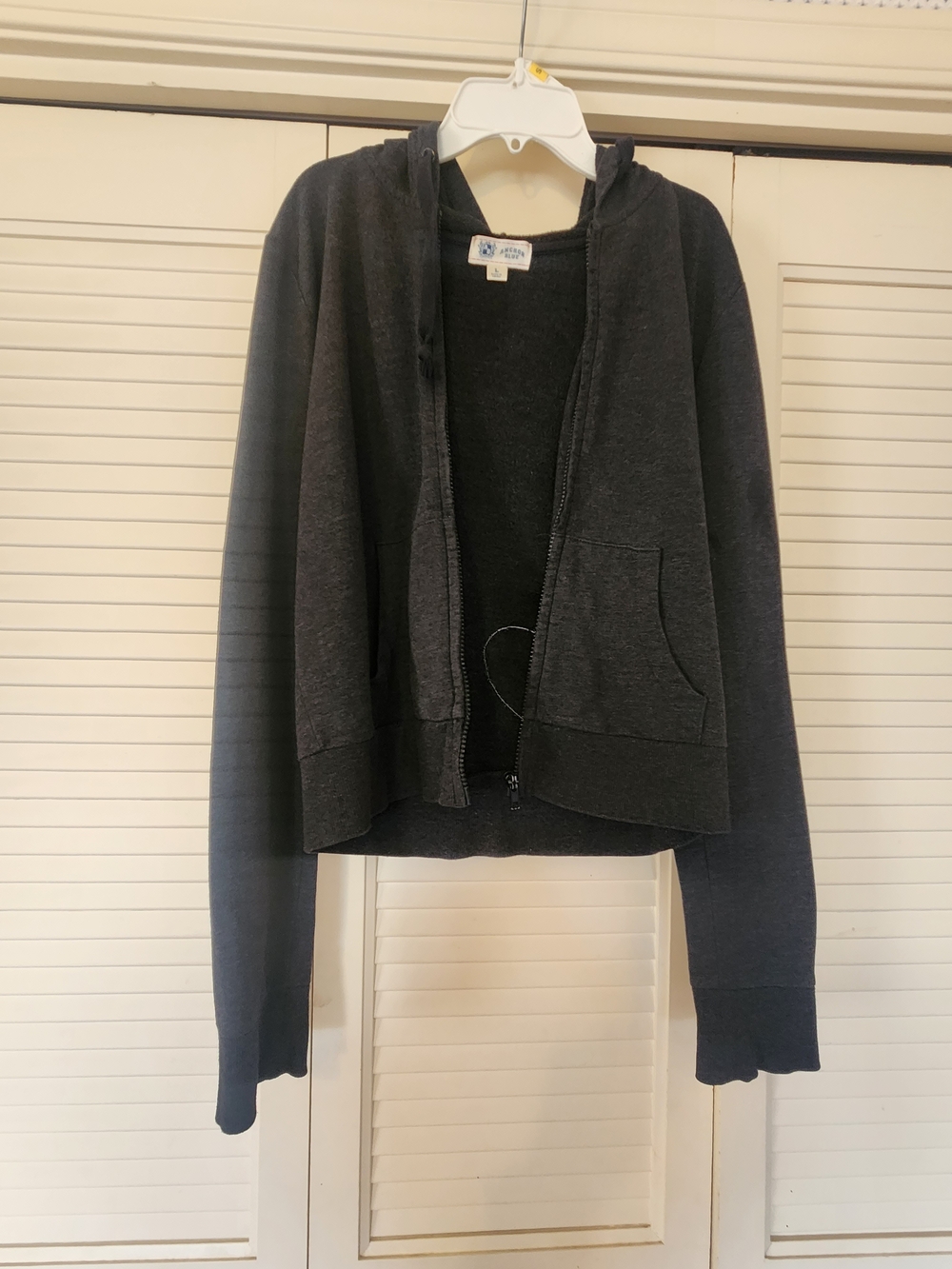 Classic Black/ charcoal  Zip-Front Hoodie Sweater - Vintage